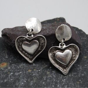 Silver Heart Statement Earrings